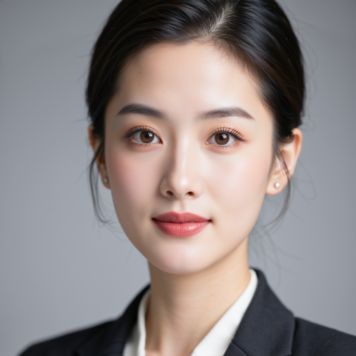 二十八岁左右年轻女性头像，穿职业套装，白色背景，专业工程形象